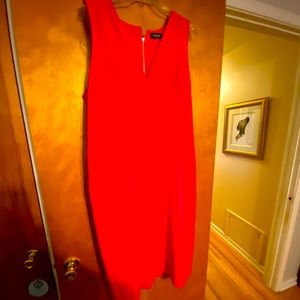 Sleeveless V-neck dress.